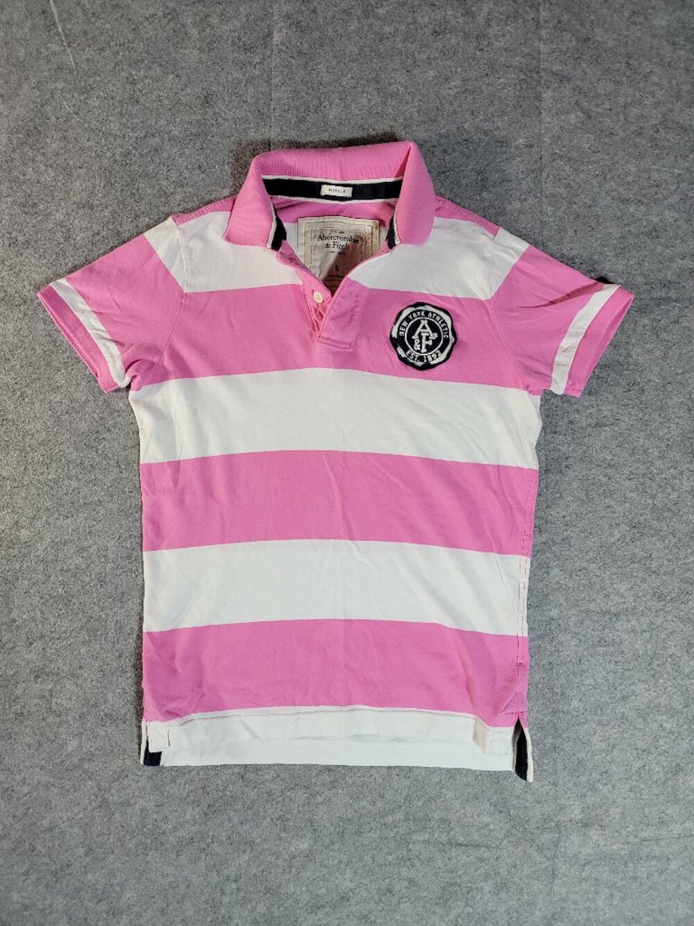 Abercrombie & Fitch Y2K Pink Striped Polo Muscle Fit Size Small (MODERN FIT XS)